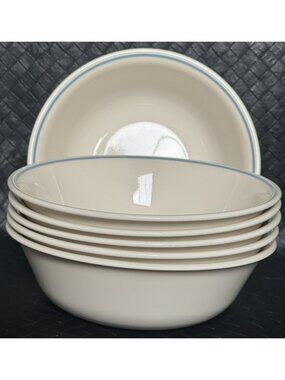 Lot Of 6 Corelle First Of Spring Cereal Bowls Blue Band 1988-1996 Vintage